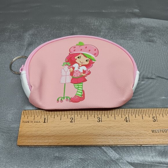 Strawberry Shortcake Pink Coin Purse Keyring Zipper Wallet 80s Classic Fandom - Picture 4 of 5